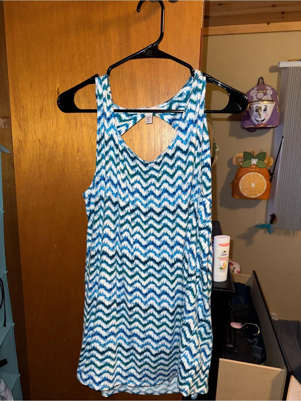 Blue & White Zigzag Tank Dress